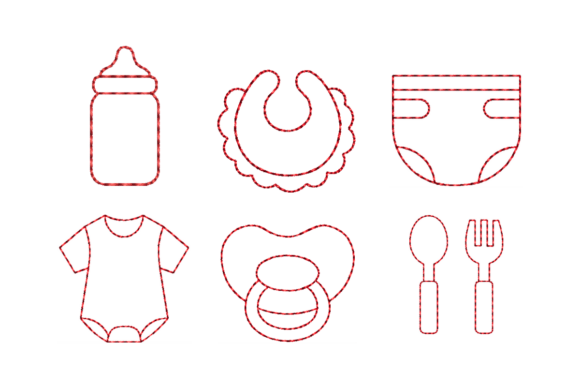 6 Mini Baby Icons Outline Embroidery Set Review