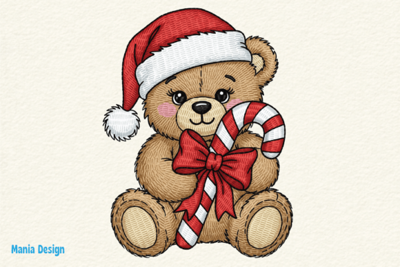 Christmas Teddy Bear Embroidery PNG Review for Business Use