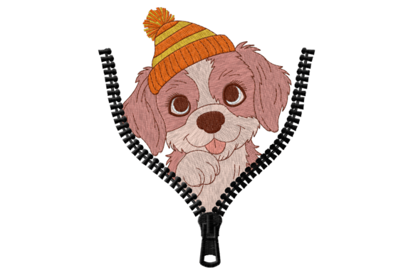 Cute Puppy Zipper Embroidery Design: A Playful Seasonal Addition