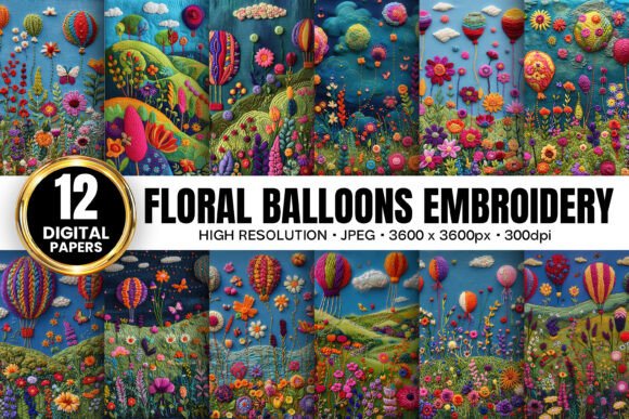 Floral Balloons Embroidery Digital Paper Review for Boutique Sweatshirts