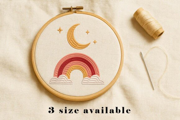 Moon and Rainbow Embroidery Design Review for Business Use