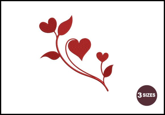 Romantic Heart Vine Swirl Embroidery
