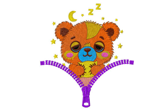 Sleeping Bear in Zipper Embroidery: A Seasonal Design Review