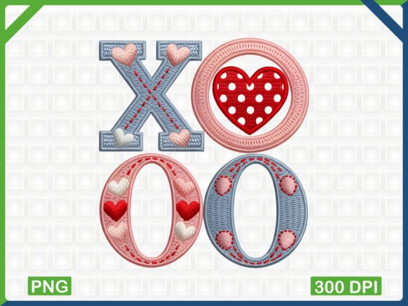 Valentine XO Embroidery Letters PNG Review for Business Use
